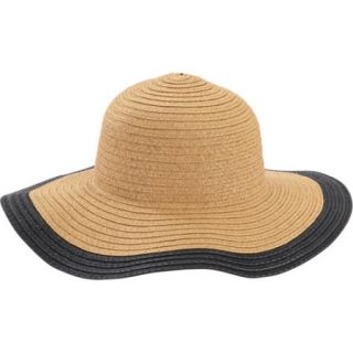 Women's Straw Solid Color Brim Floppy Hat