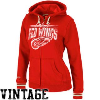 Mitchell & Ness Detroit Red Wings Womens Vintage Full Zip Hoodie   Red