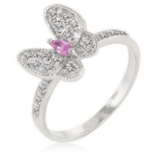 Kate Bissett Pink Ice and Clear Cubic Zirconia Butterfly Cocktail Ring