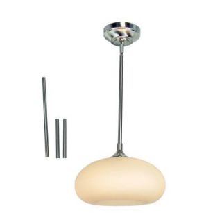 HomeSelects Moonstone 1 Light Brushed Nickel Glass Pendant with Metal Hanging Rod DISCONTINUED 7254