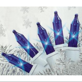 Set of 140 Blue Everglow Chasing Mini Christmas Lights   White Wire