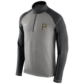 Pittsburgh Pirates Nike Dri FIT Touch Fleece Half Zip Sweatshirt   Gray/Black