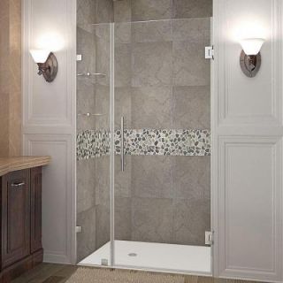 Aston Nautis GS 42 in. x 72 in. Frameless Hinged Shower Door in Stainless Steel with Glass Shelves SDR990 SS 42 10
