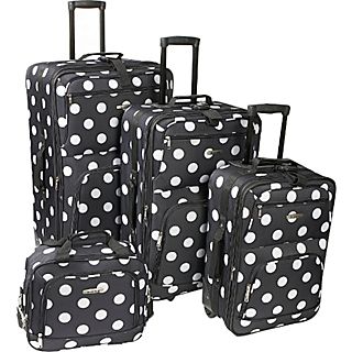 Rockland Luggage Polka Dot Expandable 4 Piece Luggage Set.