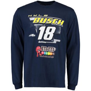 Checkered Flag Kyle Busch Navy 2016 Driver Schedule Long Sleeve T Shirt