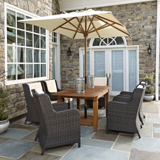 Home Styles Bali Hai 7 Piece Outdoor Dining Set with Umbrella   Patio Dining Sets