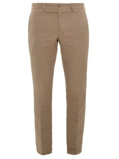 Slim leg cotton and linen blend trousers  Bottega Veneta US
