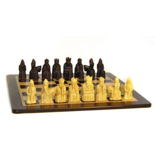 Isle of Lewis Solid Resin Chess Pieces with Ebony/Maple Veneer Board Designed by Studio Anne Carlton   Chess Sets