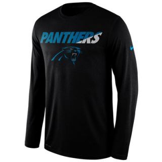Carolina Panthers Nike Legend Staff Practice Long Sleeve Performance T Shirt   Black