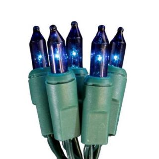 Set of 20 Battery Operated Blue Mini Christmas Lights   Green Wire