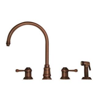 Whitehaus Collection 2 Handle Side Sprayer Kitchen Faucet in Antique Copper WH15664 ACO