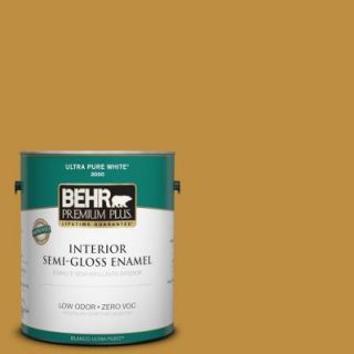 BEHR Premium Plus 1 gal. #340D 6 Fervent Brass Zero VOC Semi Gloss Enamel Interior Paint 330001