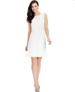 Jessica Simpson Dress, Sleeveless Pleated Lace Trim