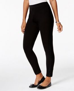 Style&Co. Petite Lace Panel Knit Ankle Length Leggings, Only at