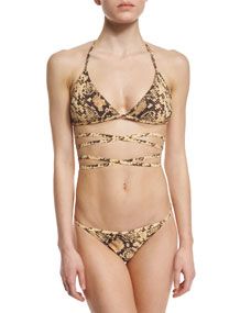 Michael Kors Python Print Wrap Two Piece Bikini Set