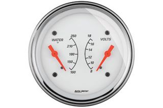 AutoMeter 1330   Resistance 0   18V/0°   250° F 3 3/8"   Voltmeter/Water Temperature Dual Gauge   Gauges