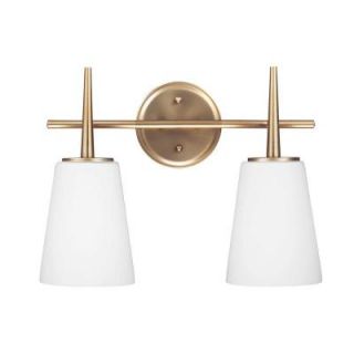 Sea Gull Lighting Driscoll 2 Light Satin Bronze Wall/Bath Vanity Light with Inside White Painted Etched Glass 4440402 848