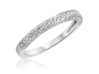 1/4 Carat T.W. Round Cut Diamond His and Hers Wedding Band Set 10K White Gold 