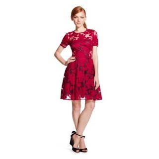 Womens Lace Cocktail Dress with Sheer Back Berry   ABS Collection
