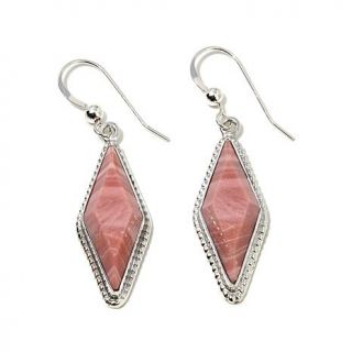 Jay King Diamond Shape Pink Opal Drop Sterling Silver Earrings   8184446