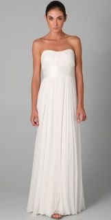 Marchesa Notte Strapless Chiffon Gown with Pleated Bodice
