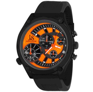 Joshua And Sons Orange And Black Double Layered Chrono Mens Watch JS