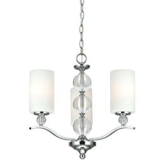 Sea Gull Lighting Englehorn 3 Light Chrome Chandelier with Inside White Painted Etched Glass 3113403 05