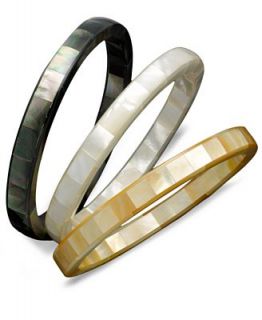 Mother of Pearl Bracelets Set, White, Black and Bronze Mother of Pearl