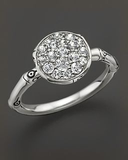 John Hardy Bamboo Silver Small Round Ring with White Topaz