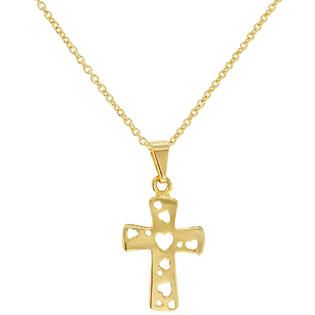 In Season Jewelry Gold Plated 18k Tiny Heart Cross Crucifix Pendant