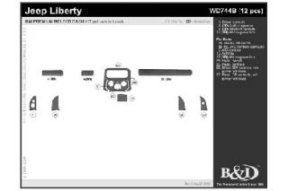 2002, 2003 Jeep Liberty Wood Dash Kits   B&I WD744B DCF   B&I Dash Kits