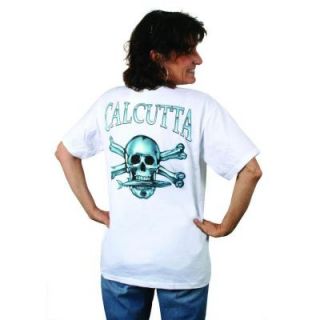 Calcutta Adult Extra Large Cotton Blue Steel Full Color Logo Short Sleeved Front Pocket T Shirt in White DISCONTINUED 2488 0349