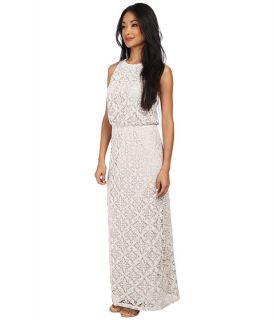 London Times Crochet Blouson Maxi Dress Oatmeal