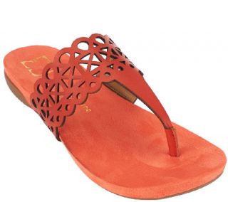 Liz Claiborne New York Leather Sandals with Cut Out Design —
