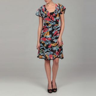 Tiana B. Womens Multi Chiffon Ruffle Wrap Dress   Shopping