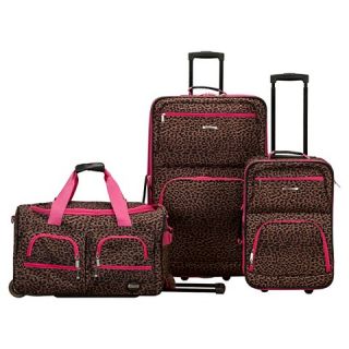 Rockland Spectra 3pc Luggage Set   Pink Leopard