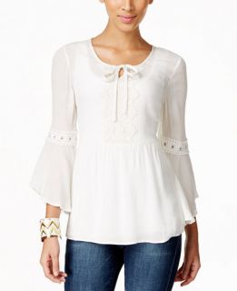 Style & Co. Crochet Trim Peasant Blouse, Only at   Tops   Women