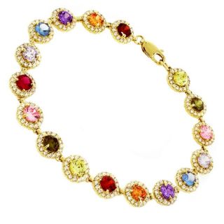 14k Gold Womens Multi Color Cubic Zirconia Bracelet   17821625