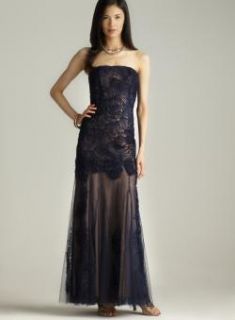 Adrianna Papell Strapless Mesh Applique Dress  ™ Shopping