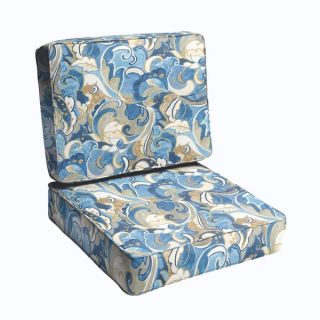 Blue Grey Abstract 23.5 inch Indoor/ Outdoor Corded Chair Cushion Set