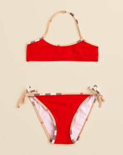 Burberry Girls' Check Trim 2 Piece Swimsuit   Sizes 4 14