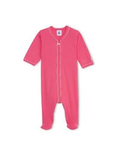 Petit Bateau Baby Girls Polka Dot Cotton Sleepsuit Pink