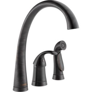 Delta Pilar Waterfall Single Handle Standard Kitchen Faucet with Side Sprayer in Venetian Bronze 4380 RB DST