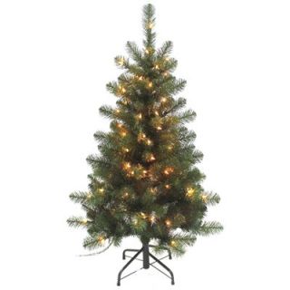 Pre Lit Artificial Christmas Tree, Piedmont Fir, 100 Clear Lights, 4 Ft. Model# PDT 113 40