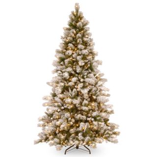 ft. Glittery Bristle Pine Tree with Battery Operated Warm White LED