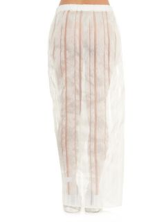 Striped linen and silk blend wrap skirt  Baja East US