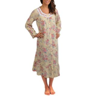 La Cera Womens Floral Print Cotton Long Sleeve Robe   14296128